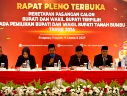 KPU Tanbu Gelar Rapat Pleno Terbuka, Penetapan Bupati dan Wakil Bupati Terpilih