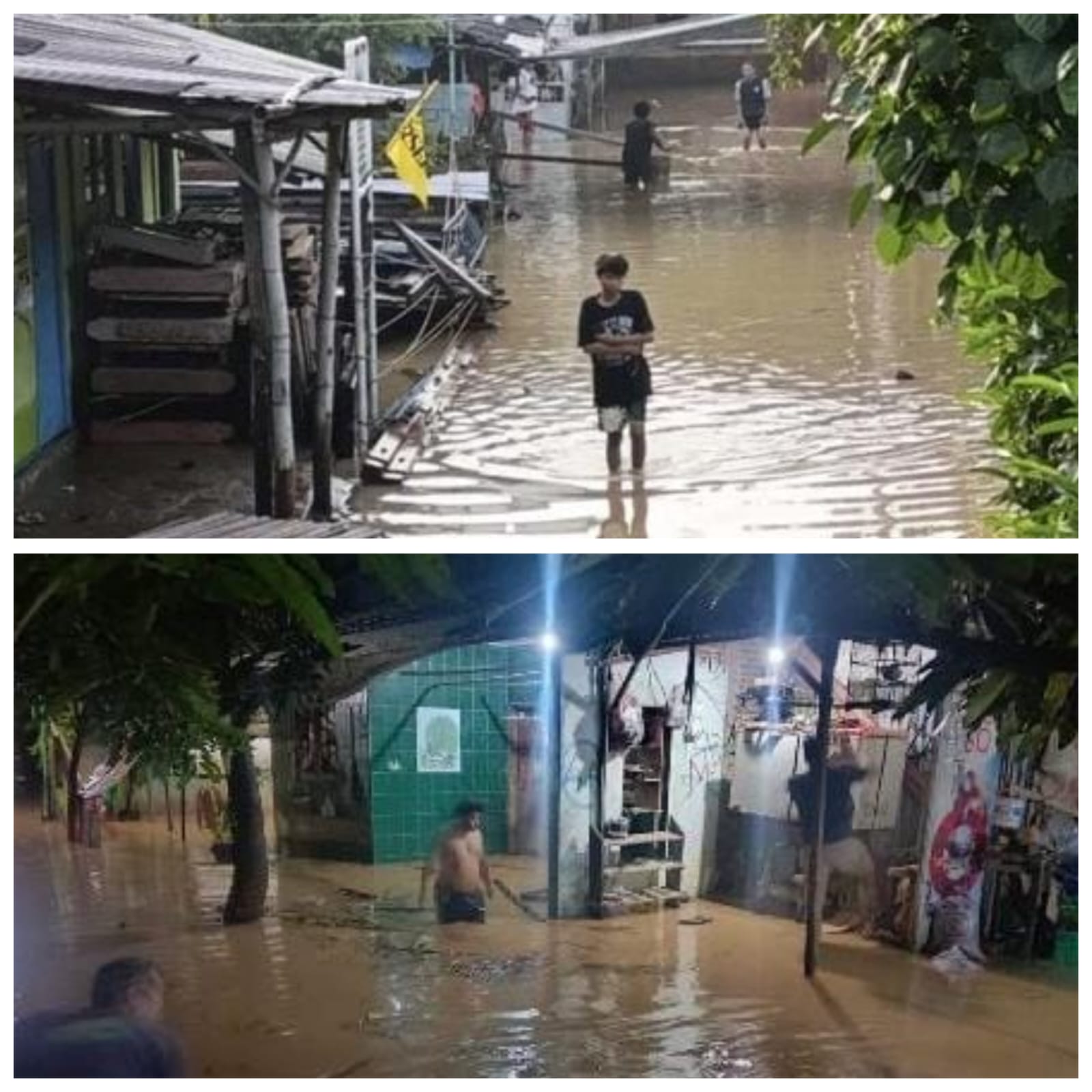 Sungai Bengawan Solo membuat banjir